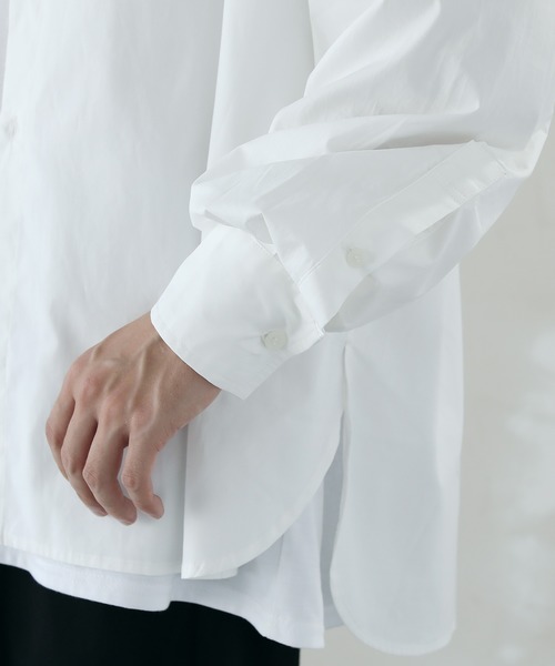 LILL（リル）の「2WAYスリーブビッグシルエットドレスシャツ（シャツ/ブラウス・メンズ・ホワイト/チェック/ストライプ/ベージュ系その他・L/M）」の16枚目の写真