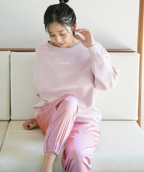 VIS(ビス)の「【ViSage】グロッシーサテンジョグパンツ(ルームウェア/パジャマ・レディース・ベージュ/ブルー系その他4/ピンク系その他2・FREE)」の22枚目の写真
