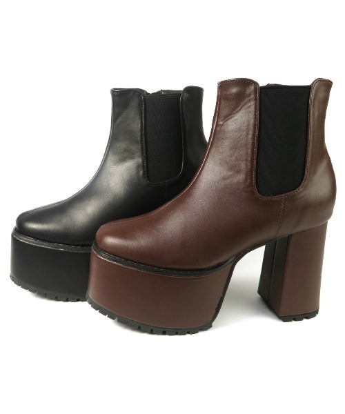 Mafmof（マフモフ）の「Mafmof(マフモフ) サイドゴア 厚底ブーツ（ブーツ・レディース・ブラック/ダークブラウン・LL/S/M/L）」の9枚目の写真