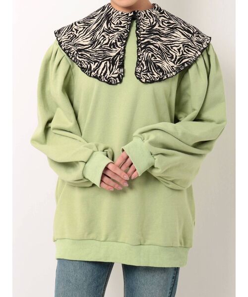 jouetie(ジュエティ)の「パワショルBIGカラープルオーバー(スウェット・レディース・ブラック/グリーン/ブルー・MEDIUM)」の6枚目の写真