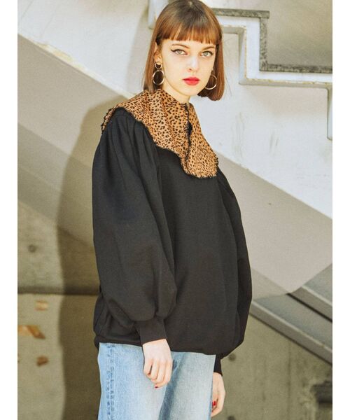 jouetie(ジュエティ)の「パワショルBIGカラープルオーバー(スウェット・レディース・ブラック/グリーン/ブルー・MEDIUM)」の7枚目の写真