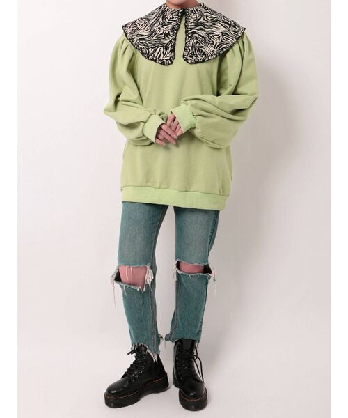 jouetie(ジュエティ)の「パワショルBIGカラープルオーバー(スウェット・レディース・ブラック/グリーン/ブルー・MEDIUM)」の15枚目の写真