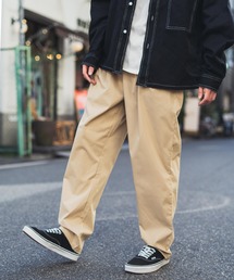 ストレッチ ツイル ワイドテーパードシェフパンツ コックパンツ スケーターパンツ