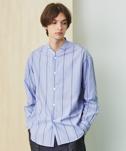 UNITED TOKYO（ユナイテッドトウキョウ）の「ストライプVネックリラックスシャツ（シャツ/ブラウス・メンズ・サックスブルー/ブラック/ベージュ・1/2/3）」の3枚目の写真