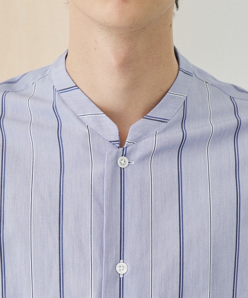 UNITED TOKYO（ユナイテッドトウキョウ）の「ストライプVネックリラックスシャツ（シャツ/ブラウス・メンズ・サックスブルー/ブラック/ベージュ・1/2/3）」の8枚目の写真