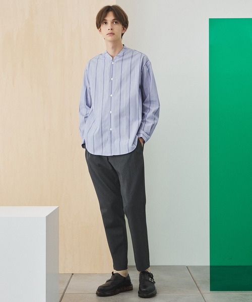 UNITED TOKYO（ユナイテッドトウキョウ）の「ストライプVネックリラックスシャツ（シャツ/ブラウス・メンズ・サックスブルー/ブラック/ベージュ・1/2/3）」の4枚目の写真