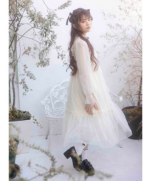 Melteen ビンテージライクチュールドレス ホワイト160サイズ(Mサイズ) Melteen（メルティーン）の「Melteenビンテージライクチュール