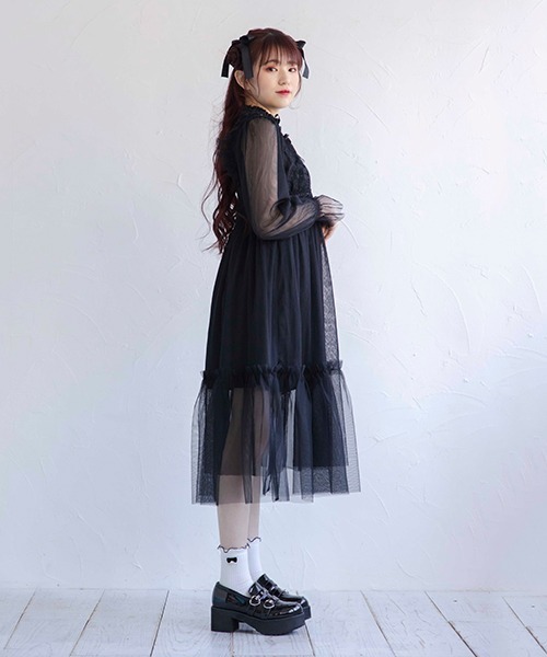 Melteen ビンテージライクチュールドレス ホワイト160サイズ(Mサイズ) Melteen（メルティーン）の「Melteenビンテージライクチュール