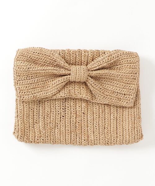 Le Voyage en Panier（ルヴォヤージュアンパニエ）の「LE VOYAGE EN PANIE RIBBON POUCH AM348（クラッチバッグ・レディース・ブラウン/グリーン・ONE SIZE）」の2枚目の写真