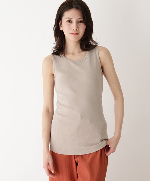SHOO・LA・RUE（シューラルー）の「◆【追加生産】鎖骨がきれいにみえるフライスタンクトップ（タンクトップ・レディース・アイボリー/ブラック/ライトグレー/ライトグリーン/ライトグレー系8/アイボリー系8・04/03/02/01）」の4枚目の写真