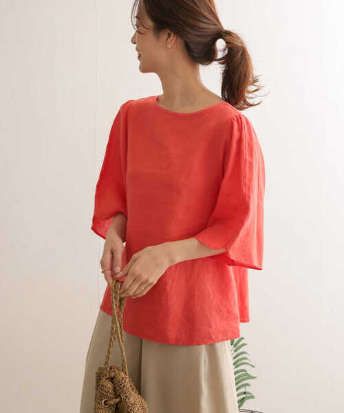 URBAN RESEARCH DOORS（アーバンリサーチドアーズ）の「リネンチューリップスリーブブラウス（Tシャツ/カットソー・レディース・ブラック/キャメル/ピンク系その他/オフホワイト・ONE）」の17枚目の写真