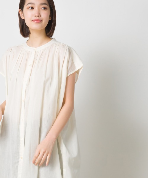 OMNES(オムネス)の「コットンボイル ギャザーチュニックブラウス(シャツ/ブラウス・レディース・ホワイト/ブラック/ブラウン/ラベンダー・FREE)」の12枚目の写真