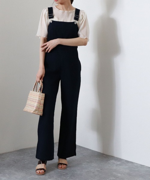 archives(アルシーヴ)の「レースアップサロペット(サロペット/オーバーオール・レディース・ネイビー/オフホワイト/ブルー・MEDIUM)」の3枚目の写真