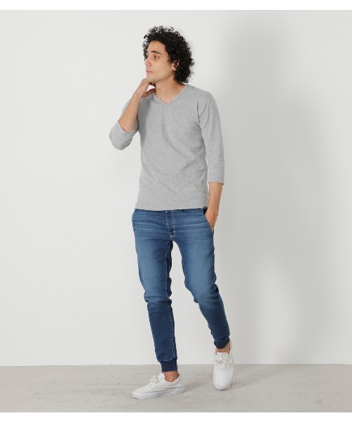 AZUL by MOUSSY ドビーデニム スリムジョガーリメイクパンツ M