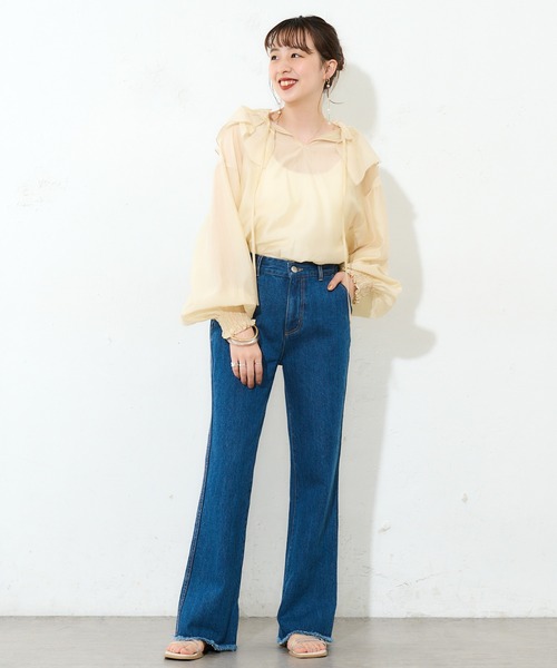 DISCOAT（ディスコート）の「デニムスリットパンツ（デニムパンツ・レディース・ブルー/サックスブルー・SMALL/MEDIUM/LARGE）」の8枚目の写真