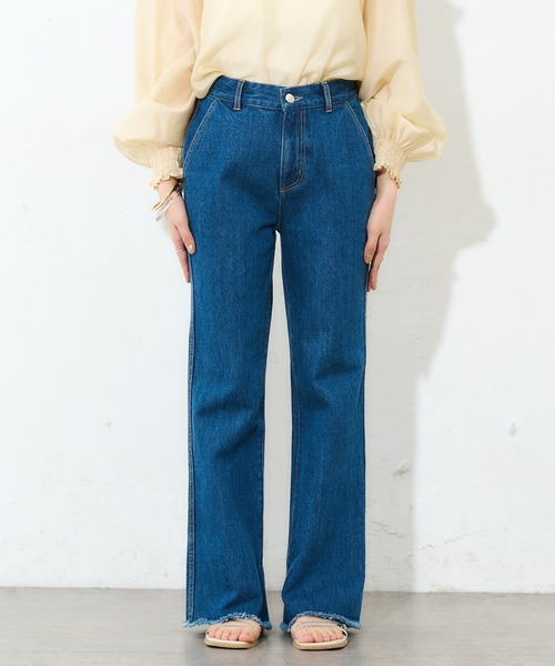 DISCOAT（ディスコート）の「デニムスリットパンツ（デニムパンツ・レディース・ブルー/サックスブルー・SMALL/MEDIUM/LARGE）」の15枚目の写真