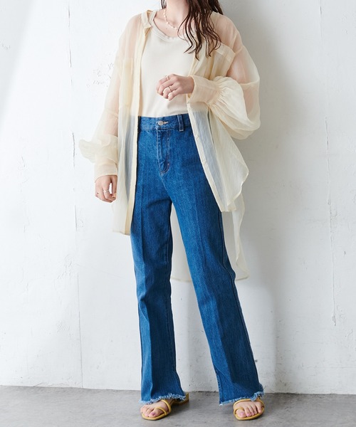 DISCOAT（ディスコート）の「デニムスリットパンツ（デニムパンツ・レディース・ブルー/サックスブルー・SMALL/MEDIUM/LARGE）」の16枚目の写真