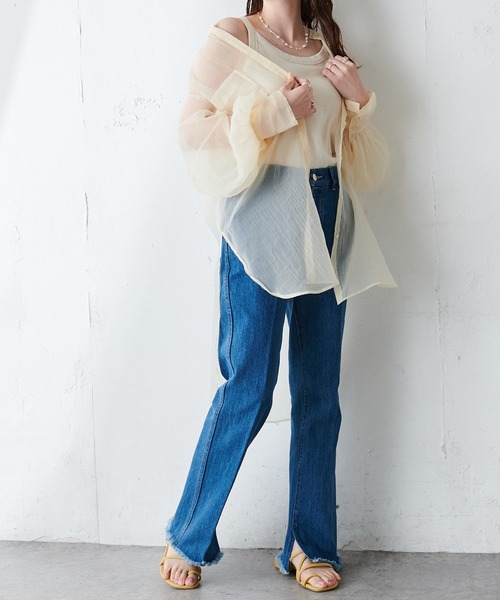 DISCOAT（ディスコート）の「デニムスリットパンツ（デニムパンツ・レディース・ブルー/サックスブルー・SMALL/MEDIUM/LARGE）」の17枚目の写真