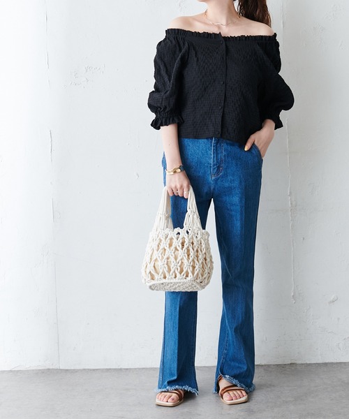 DISCOAT（ディスコート）の「デニムスリットパンツ（デニムパンツ・レディース・ブルー/サックスブルー・SMALL/MEDIUM/LARGE）」の22枚目の写真