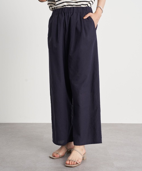 earth music&ecology(アースミュージックアンドエコロジー)の「フレンチリネンブレンドパンツ *(その他パンツ・レディース・ベージュ/その他5/ダークネイビー/ホワイト系その他2・FREE)」の4枚目の写真