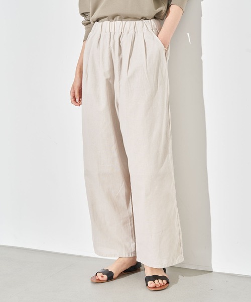 earth music&ecology(アースミュージックアンドエコロジー)の「フレンチリネンブレンドパンツ *(その他パンツ・レディース・ベージュ/その他5/ダークネイビー/ホワイト系その他2・FREE)」の2枚目の写真