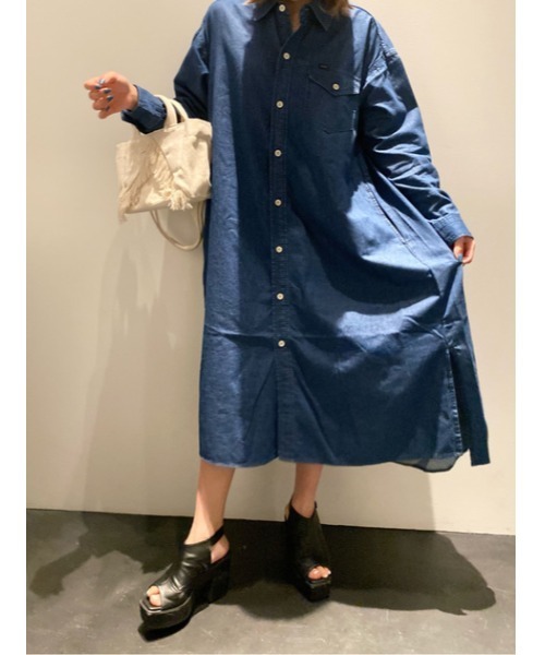 【2024AW】moussy♡デニムシャツワンピース 2024AW】moussy♡デニムシャツワンピース セール】配色ステッチ