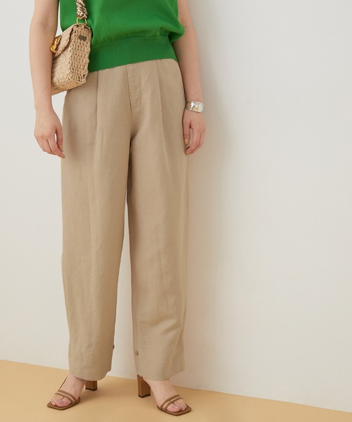 ADAM ET ROPE'(アダムエロペ)の「<洗える>リネンバンブーイージーパンツ(その他パンツ・レディース・ブラック/ベージュ/ライトグリーン/ピンク・36/38)」の1枚目の写真