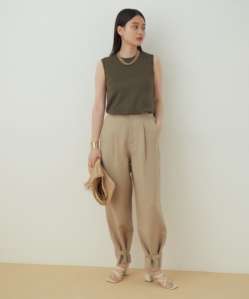 ADAM ET ROPE'(アダムエロペ)の「<洗える>リネンバンブーイージーパンツ(その他パンツ・レディース・ブラック/ベージュ/ライトグリーン/ピンク・36/38)」の7枚目の写真