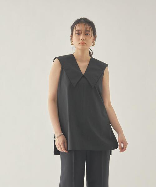 EMMEL REFINES(エメルリファインズ)の「< EMMEL REFINES(エメル リファインズ) >EM エリ付き ノースリーブ ブラウス -手洗い可能-(シャツ/ブラウス・レディース・パープル/ブラック/ホワイト/ダークブラウン・FREE)」の12枚目の写真