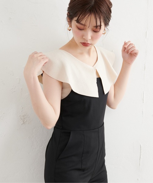 natural couture(ナチュラルクチュール)の「パール釦デザインひらっと衿ニット(ニット/セーター・レディース・アイボリー/ブラック/モカ/サックスブルー・FREE)」の16枚目の写真