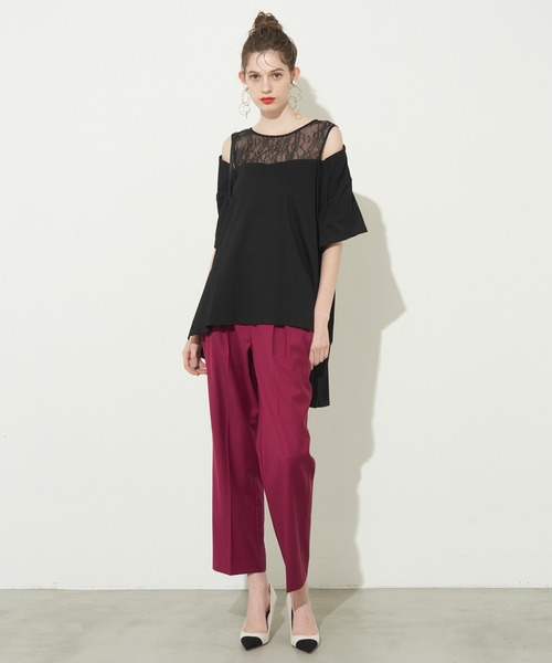 LA BELLE ETUDE（ラベルエチュード）の「レース切替リラックスデザインカットソー（Tシャツ/カットソー・レディース・ブラック/カーキ/ベージュ系その他・FREE）」の6枚目の写真