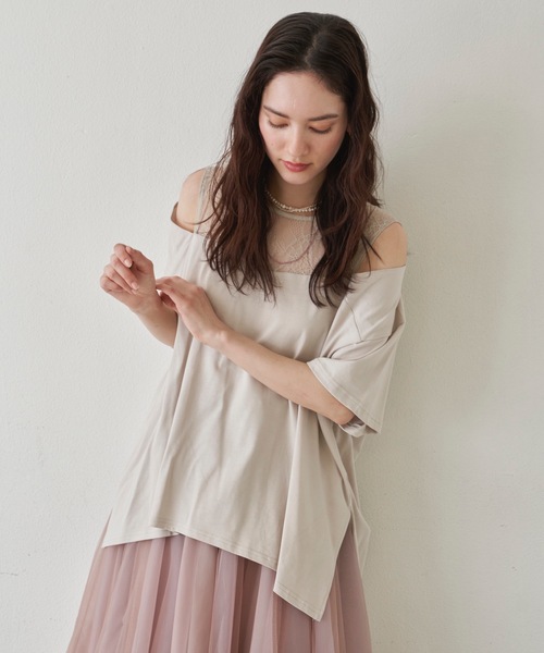 LA BELLE ETUDE（ラベルエチュード）の「レース切替リラックスデザインカットソー（Tシャツ/カットソー・レディース・ブラック/カーキ/ベージュ系その他・FREE）」の17枚目の写真