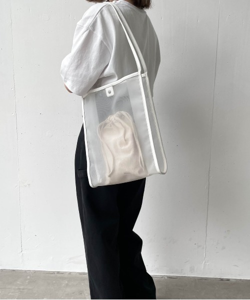 flaner（フラネ）の「シアートートバッグ【オリジナルロゴ巾着バッグ付き】（トートバッグ・レディース・ホワイト/ブラウン・FREE）」の13枚目の写真