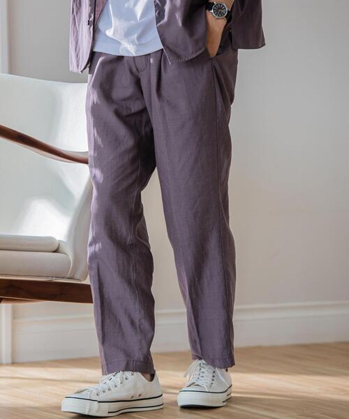 green label relaxing（グリーンレーベルリラクシング）の「OLT＜ 機能 / 手洗い可 ＞ ウォッシャブル TWLNN 1プリーツ イージー 9分丈 パンツ（その他パンツ・メンズ・パープル/オリーブ/ネイビー・MEDIUM/SMALL/LARGE/X-LARGE）」の3枚目の写真