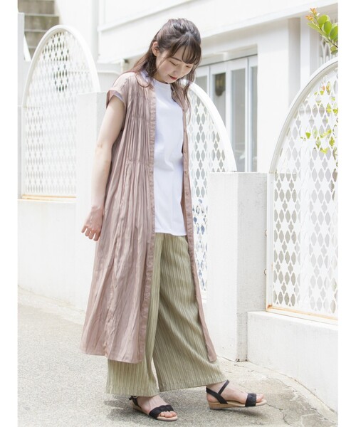 DRESKIP（ドレスキップ）の「◆ストライプ織イージーパンツ（その他パンツ・レディース・カーキ/グレー系その他/キャメル・02/03）」の5枚目の写真