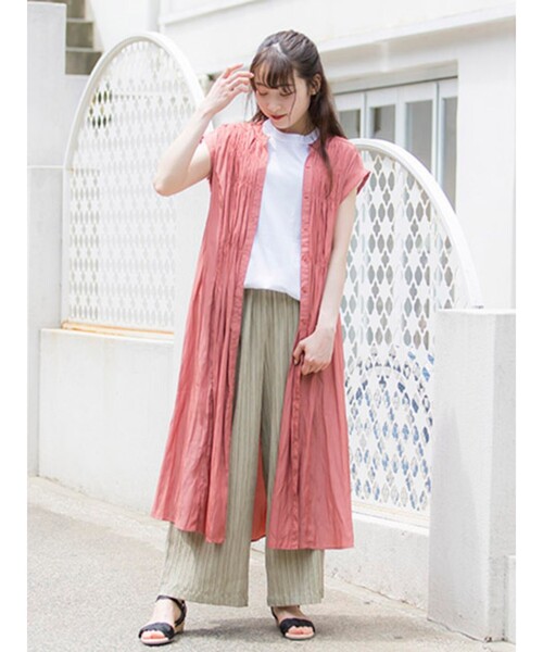 DRESKIP（ドレスキップ）の「◆ストライプ織イージーパンツ（その他パンツ・レディース・カーキ/グレー系その他/キャメル・02/03）」の7枚目の写真