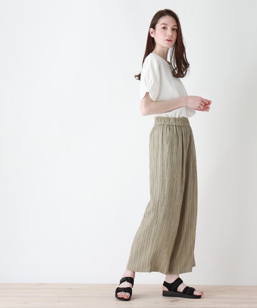 DRESKIP（ドレスキップ）の「◆ストライプ織イージーパンツ（その他パンツ・レディース・カーキ/グレー系その他/キャメル・02/03）」の14枚目の写真