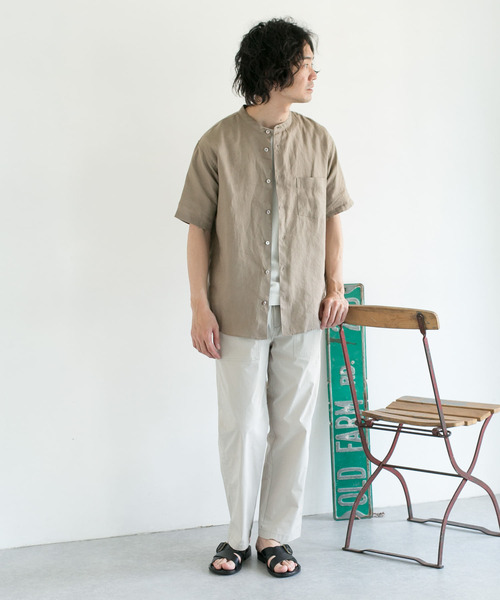URBAN RESEARCH DOORS(アーバンリサーチドアーズ)の「シルケットリネン バンドカラーシャツ(シャツ/ブラウス・メンズ・ブルー/チャコールグレー/ホワイト系その他/モカ・38/40)」の20枚目の写真
