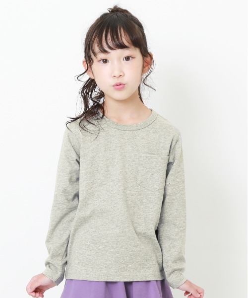 devirock（デビロック）の「クルーネック無地長袖Tシャツ（Tシャツ/カットソー・キッズ・ホワイト/モカ/パープル系その他/サックスブルー/ネイビー/ブルーグレー/杢グレー/ベージュ/ブラック/グリーン系その他2/ブルー系その他/カーキ/パープル系その他2/グリーン系その他・110cm/130cm/100cm/150cm/80ｃｍ/90cm/120cm/140cm/160cm）」の5枚目の写真