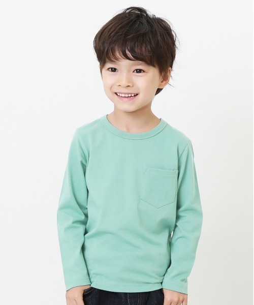 devirock（デビロック）の「クルーネック無地長袖Tシャツ（Tシャツ/カットソー・キッズ・ホワイト/モカ/パープル系その他/サックスブルー/ネイビー/ブルーグレー/杢グレー/ベージュ/ブラック/グリーン系その他2/ブルー系その他/カーキ/パープル系その他2/グリーン系その他・110cm/130cm/100cm/150cm/80ｃｍ/90cm/120cm/140cm/160cm）」の8枚目の写真