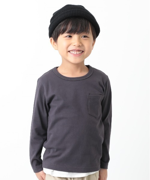 devirock（デビロック）の「クルーネック無地長袖Tシャツ（Tシャツ/カットソー・キッズ・ホワイト/モカ/パープル系その他/サックスブルー/ネイビー/ブルーグレー/杢グレー/ベージュ/ブラック/グリーン系その他2/ブルー系その他/カーキ/パープル系その他2/グリーン系その他・110cm/130cm/100cm/150cm/80ｃｍ/90cm/120cm/140cm/160cm）」の13枚目の写真