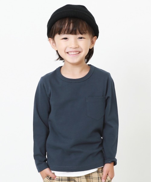 devirock（デビロック）の「クルーネック無地長袖Tシャツ（Tシャツ/カットソー・キッズ・ホワイト/モカ/パープル系その他/サックスブルー/ネイビー/ブルーグレー/杢グレー/ベージュ/ブラック/グリーン系その他2/ブルー系その他/カーキ/パープル系その他2/グリーン系その他・110cm/130cm/100cm/150cm/80ｃｍ/90cm/120cm/140cm/160cm）」の10枚目の写真