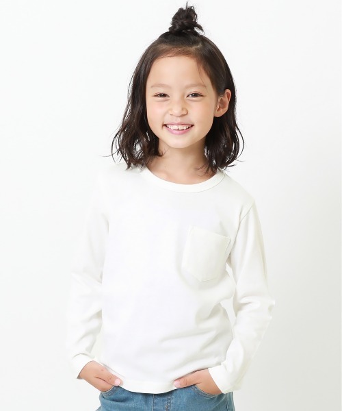 devirock（デビロック）の「クルーネック無地長袖Tシャツ（Tシャツ/カットソー・キッズ・ホワイト/モカ/パープル系その他/サックスブルー/ネイビー/ブルーグレー/杢グレー/ベージュ/ブラック/グリーン系その他2/ブルー系その他/カーキ/パープル系その他2/グリーン系その他・110cm/130cm/100cm/150cm/80ｃｍ/90cm/120cm/140cm/160cm）」の2枚目の写真