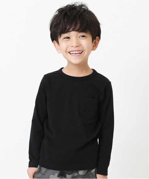 devirock（デビロック）の「クルーネック無地長袖Tシャツ（Tシャツ/カットソー・キッズ・ホワイト/モカ/パープル系その他/サックスブルー/ネイビー/ブルーグレー/杢グレー/ベージュ/ブラック/グリーン系その他2/ブルー系その他/カーキ/パープル系その他2/グリーン系その他・110cm/130cm/100cm/150cm/80ｃｍ/90cm/120cm/140cm/160cm）」の3枚目の写真