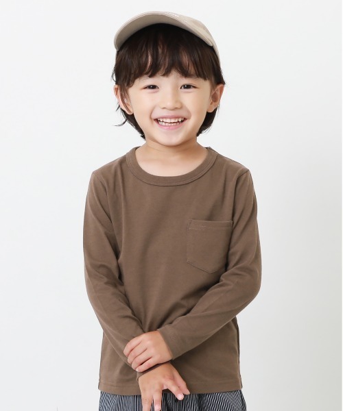 devirock（デビロック）の「クルーネック無地長袖Tシャツ（Tシャツ/カットソー・キッズ・ホワイト/モカ/パープル系その他/サックスブルー/ネイビー/ブルーグレー/杢グレー/ベージュ/ブラック/グリーン系その他2/ブルー系その他/カーキ/パープル系その他2/グリーン系その他・110cm/130cm/100cm/150cm/80ｃｍ/90cm/120cm/140cm/160cm）」の6枚目の写真