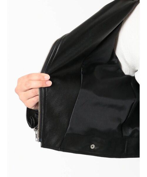 MERCURYDUO（マーキュリーデュオ）の「フェイクレザーライダースジャケット（テーラードジャケット・レディース・ブラック・FREE）」の3枚目の写真