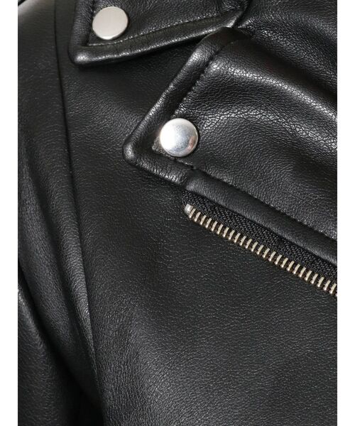 MERCURYDUO（マーキュリーデュオ）の「フェイクレザーライダースジャケット（テーラードジャケット・レディース・ブラック・FREE）」の15枚目の写真