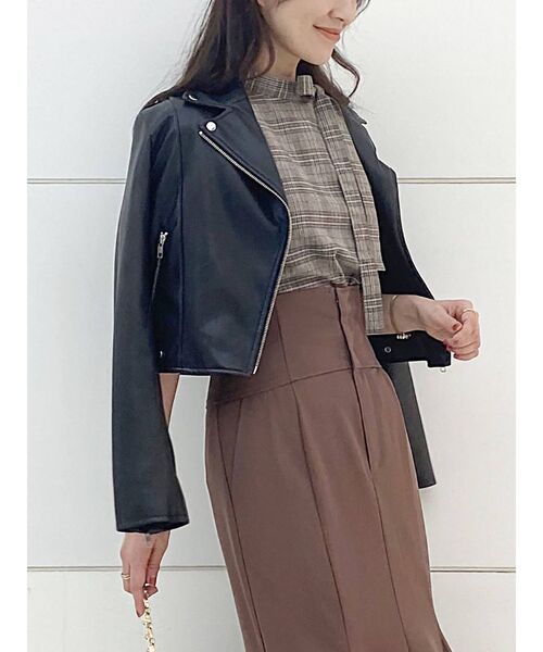 MERCURYDUO（マーキュリーデュオ）の「フェイクレザーライダースジャケット（テーラードジャケット・レディース・ブラック・FREE）」の18枚目の写真