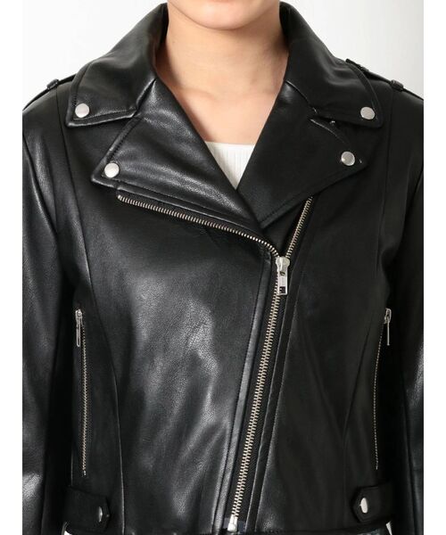 MERCURYDUO（マーキュリーデュオ）の「フェイクレザーライダースジャケット（テーラードジャケット・レディース・ブラック・FREE）」の22枚目の写真