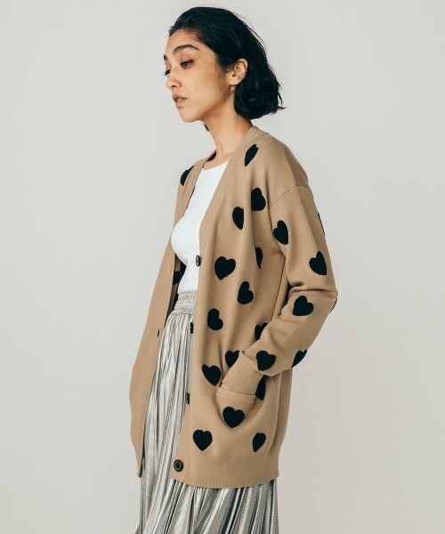 DOUBLE STANDARD CLOTHING ハート柄 ビッグカーディガン（DOUBLE